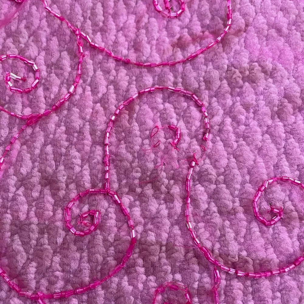 Vintage Collection XIIX Beautiful Mesh Sheer Bright Pink Beaded Scarf